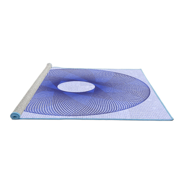 Sideview of Machine Washable Transitional Blue Rug, wshpat3351blu