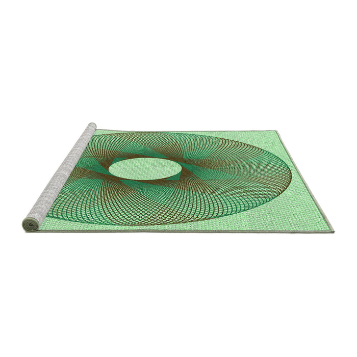 Sideview of Machine Washable Transitional Green Rug, wshpat3351grn