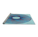 Sideview of Machine Washable Transitional Blue Rug, wshpat3351lblu