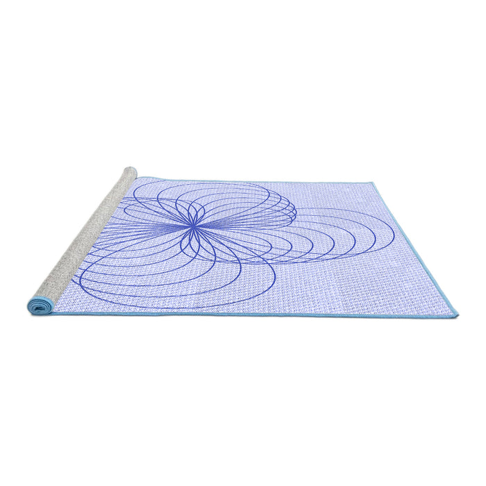 Sideview of Machine Washable Transitional Lavender Blue Rug, wshpat3352blu