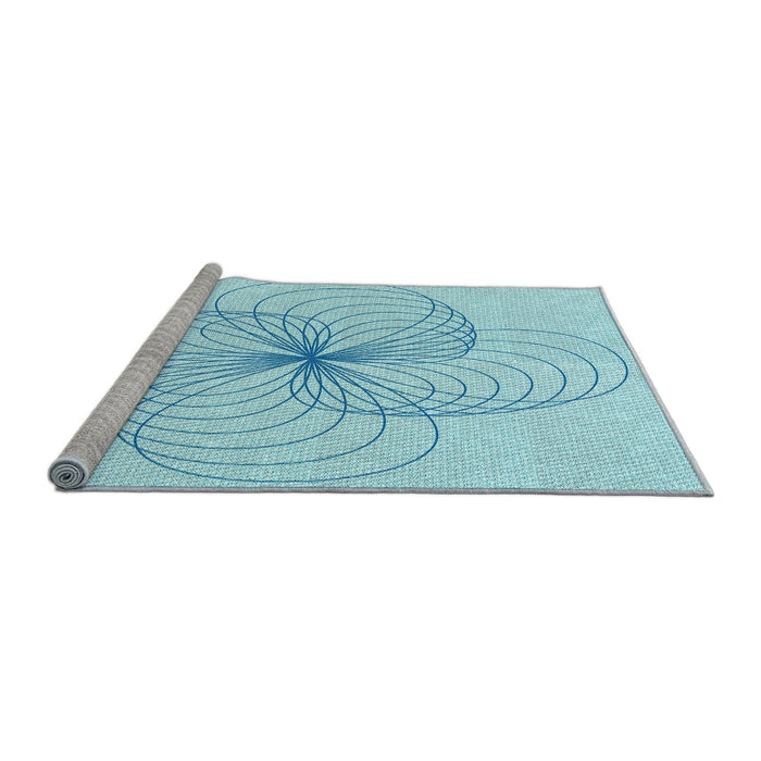 Sideview of Machine Washable Transitional Diamond Blue Rug, wshpat3352lblu