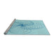 Sideview of Machine Washable Transitional Diamond Blue Rug, wshpat3352lblu