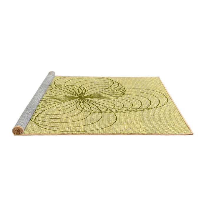 Sideview of Machine Washable Transitional Sun Yellow Rug, wshpat3352yw