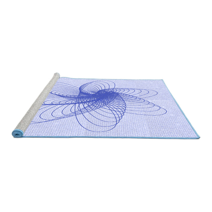Sideview of Machine Washable Transitional Lavender Blue Rug, wshpat3354blu