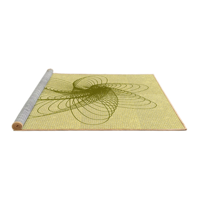 Sideview of Machine Washable Transitional Sun Yellow Rug, wshpat3354yw