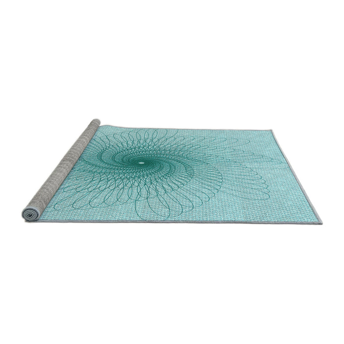 Sideview of Machine Washable Transitional Electric Blue Rug, wshpat3357lblu