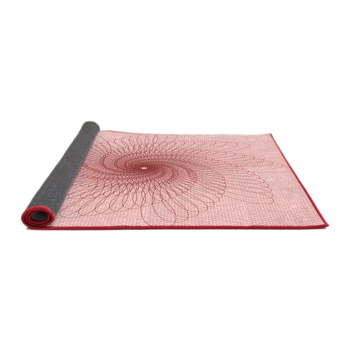Thickness of Patterned Pastel Red Pink Rug, pat3357rd