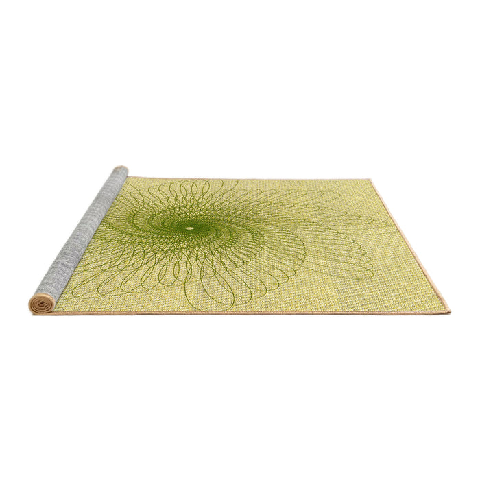 Sideview of Machine Washable Transitional Sun Yellow Rug, wshpat3357yw