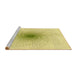 Sideview of Machine Washable Transitional Sun Yellow Rug, wshpat3357yw