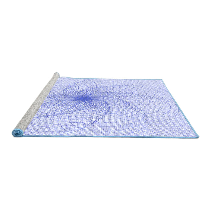 Sideview of Machine Washable Transitional Lavender Blue Rug, wshpat3358blu