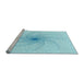 Sideview of Machine Washable Transitional Diamond Blue Rug, wshpat3358lblu