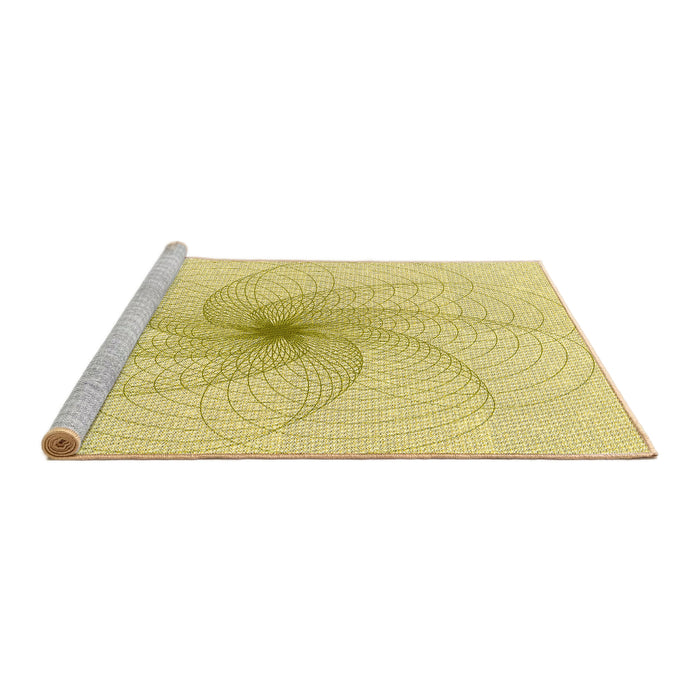 Sideview of Machine Washable Transitional Yellow Rug, wshpat3358yw
