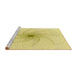 Sideview of Machine Washable Transitional Yellow Rug, wshpat3358yw