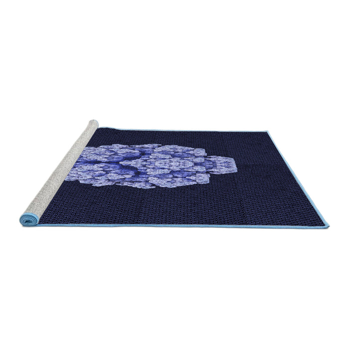 Sideview of Machine Washable Transitional Black Rug, wshpat3359blu