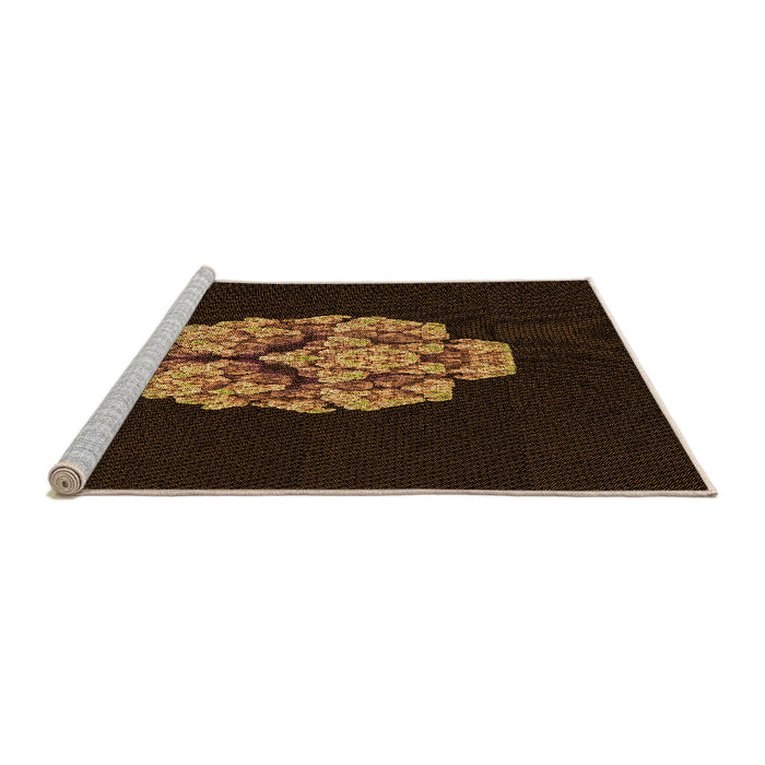Sideview of Machine Washable Transitional Saddle Brown Rug, wshpat3359org