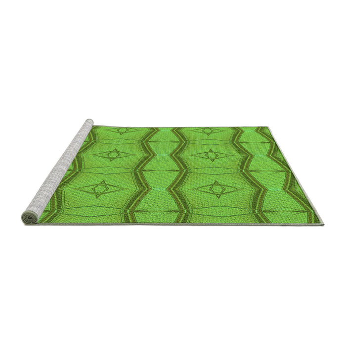 Sideview of Machine Washable Transitional Bright Green Rug, wshpat336grn