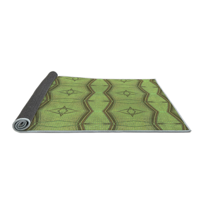 Thickness of Patterned Olive Green Rug, pat336lblu