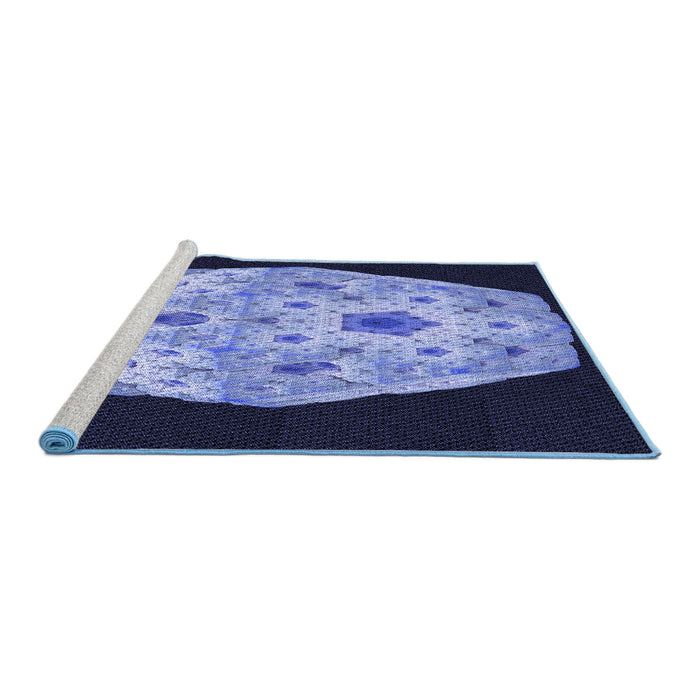 Sideview of Machine Washable Transitional Sky Blue Rug, wshpat3360blu