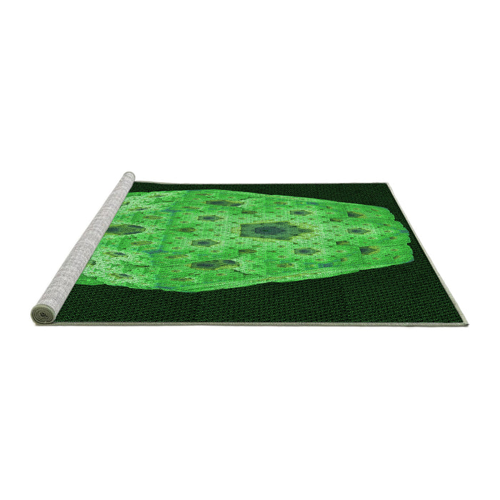 Sideview of Machine Washable Transitional Dark Forest Green Rug, wshpat3360grn