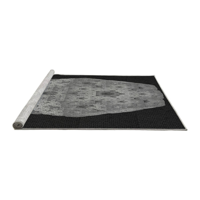 Sideview of Machine Washable Transitional Charcoal Black Rug, wshpat3360gry