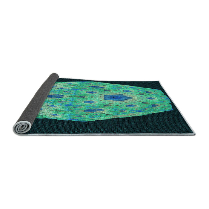 Thickness of Patterned Deep Teal Green Rug, pat3360lblu