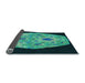 Thickness of Patterned Deep Teal Green Rug, pat3360lblu