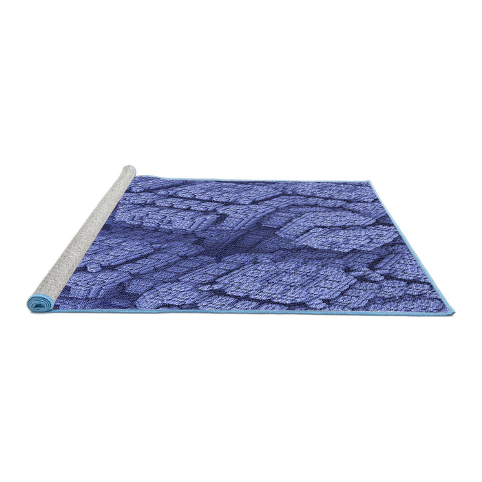 Sideview of Machine Washable Transitional Sky Blue Rug, wshpat3361blu