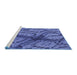 Sideview of Machine Washable Transitional Sky Blue Rug, wshpat3361blu