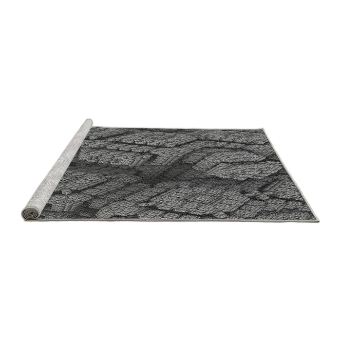 Sideview of Machine Washable Transitional Dark Gray Black Rug, wshpat3361gry