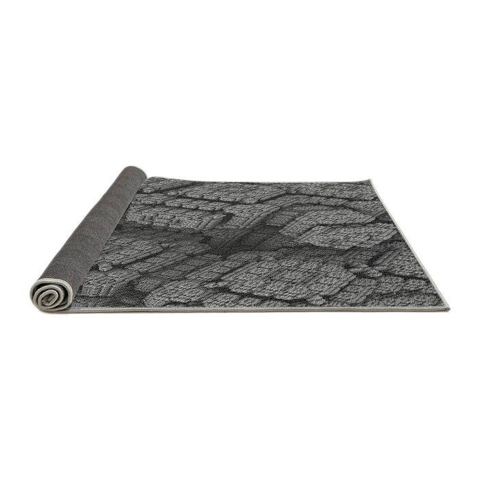 Thickness of Patterned Dark Gray Black Rug, pat3361gry