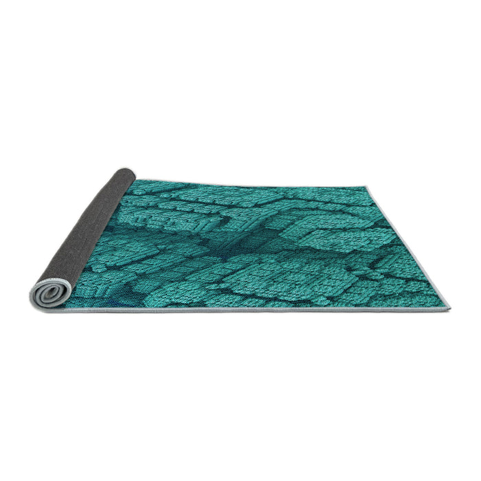 Thickness of Patterned Dark Turquoise Green Rug, pat3361lblu