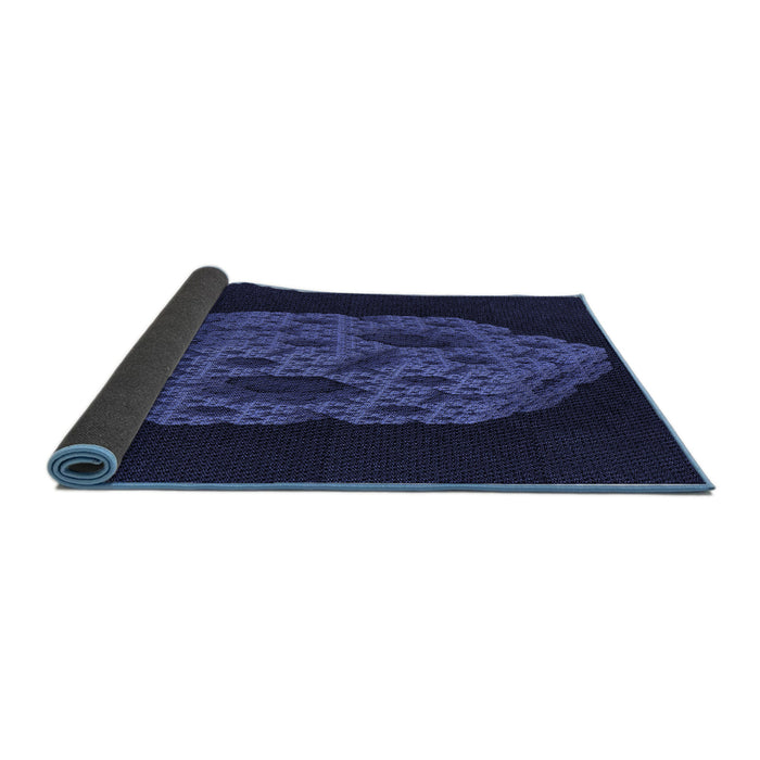 Thickness of Patterned Night Blue Rug, pat3363blu