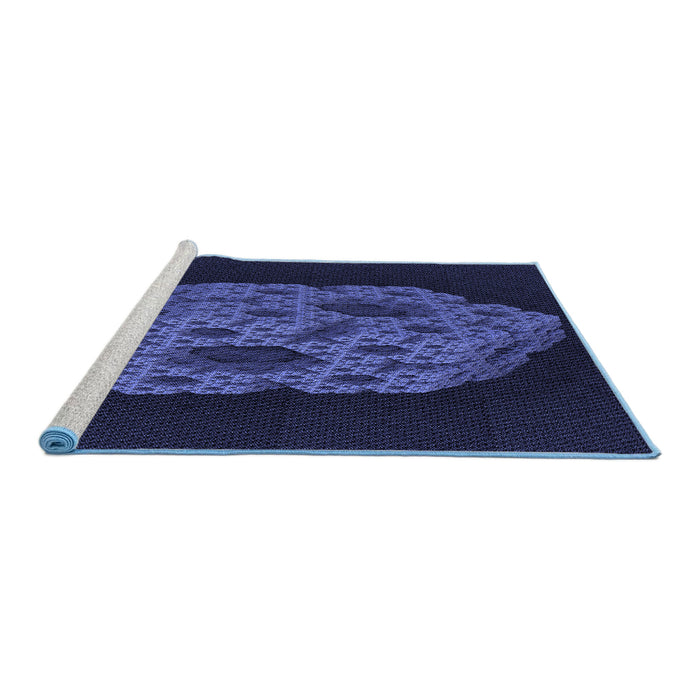 Sideview of Machine Washable Transitional Night Blue Rug, wshpat3363blu