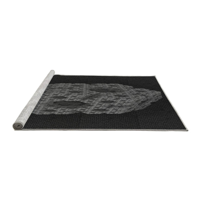 Sideview of Machine Washable Transitional Midnight Gray Rug, wshpat3363gry