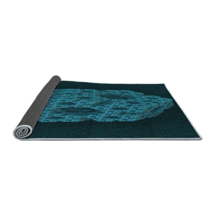 Thickness of Patterned Dark Cyan Green Rug, pat3363lblu