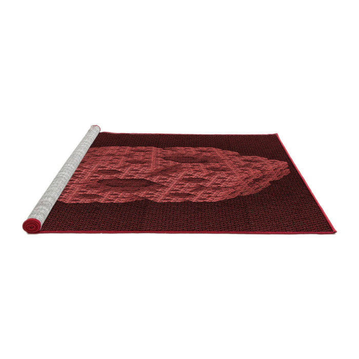Sideview of Machine Washable Transitional Red Rug, wshpat3363rd