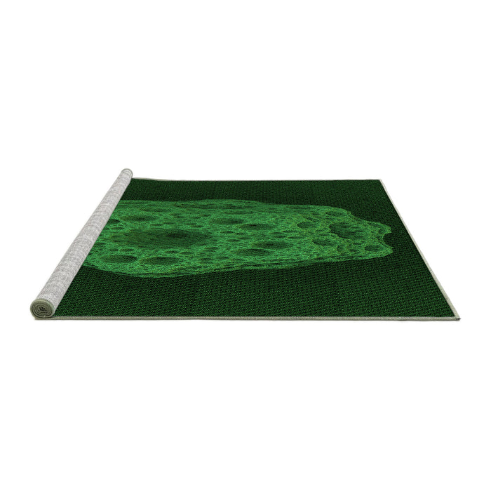 Sideview of Machine Washable Transitional Green Rug, wshpat3364grn