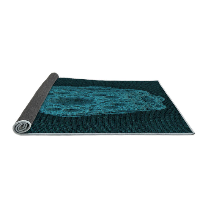 Thickness of Patterned Dark Cyan Green Rug, pat3364lblu