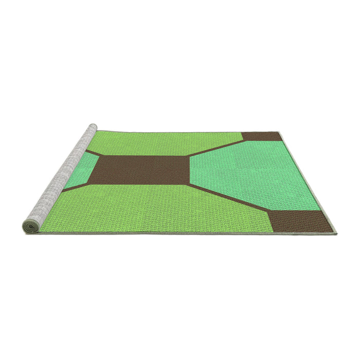 Sideview of Machine Washable Transitional Green Rug, wshpat3365grn