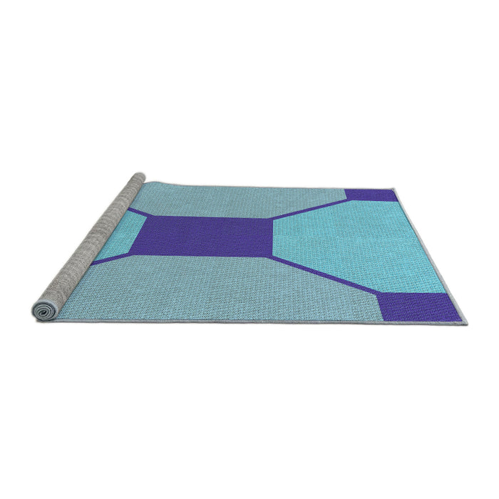 Sideview of Machine Washable Transitional Blue Rug, wshpat3365lblu