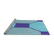 Sideview of Machine Washable Transitional Blue Rug, wshpat3365lblu