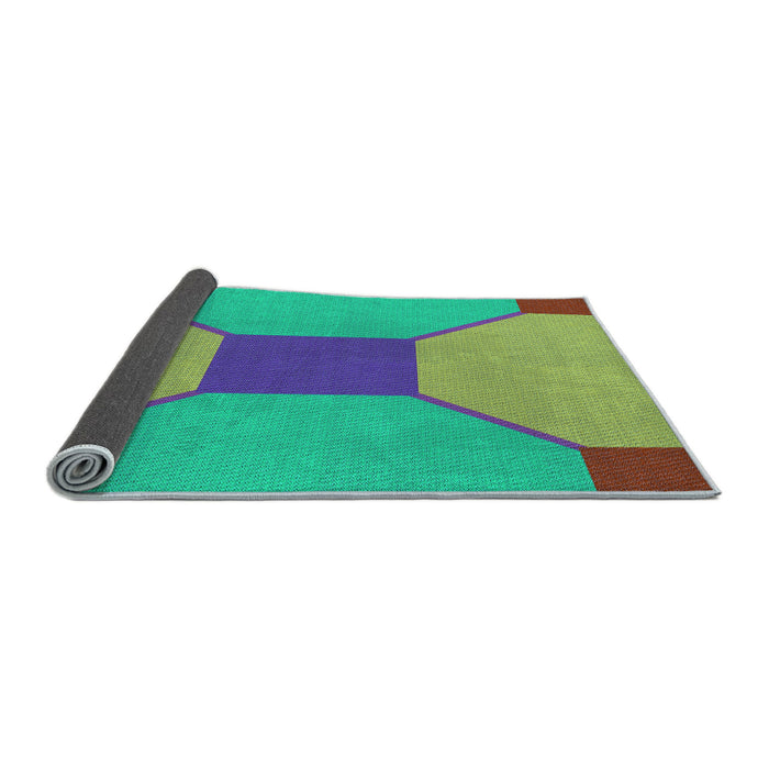 Thickness of Patterned Khaki Green Rug, pat3366lblu
