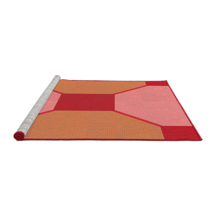 Sideview of Machine Washable Transitional Ruby Red Rug, wshpat3366rd