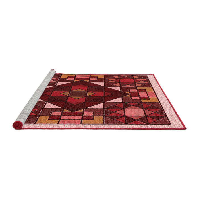 Sideview of Machine Washable Transitional Crimson Red Rug, wshpat3367rd