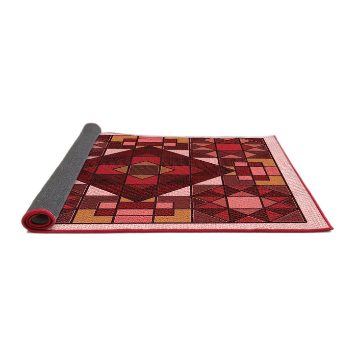 Thickness of Patterned Crimson Red Rug, pat3367rd
