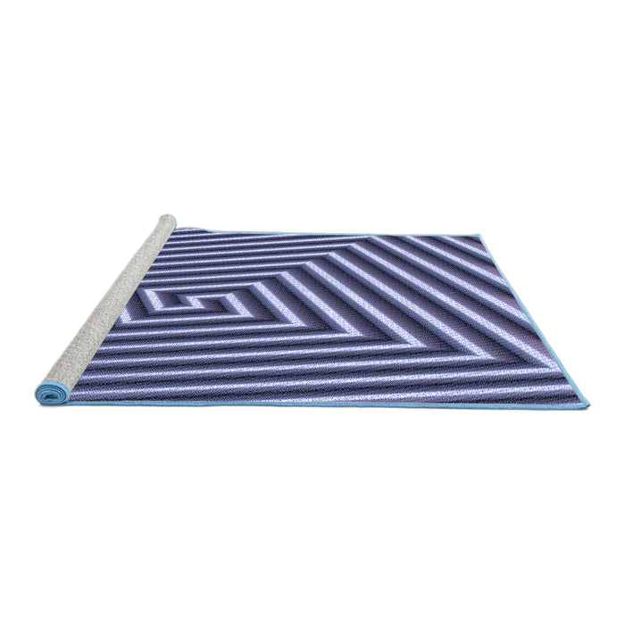 Sideview of Machine Washable Transitional Blue Rug, wshpat3369blu