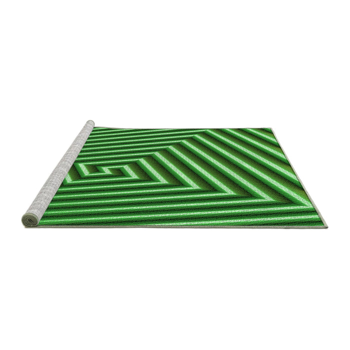 Sideview of Machine Washable Transitional Deep Emerald Green Rug, wshpat3369grn