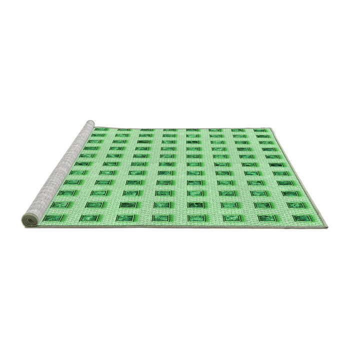 Sideview of Machine Washable Transitional Green Rug, wshpat3371grn