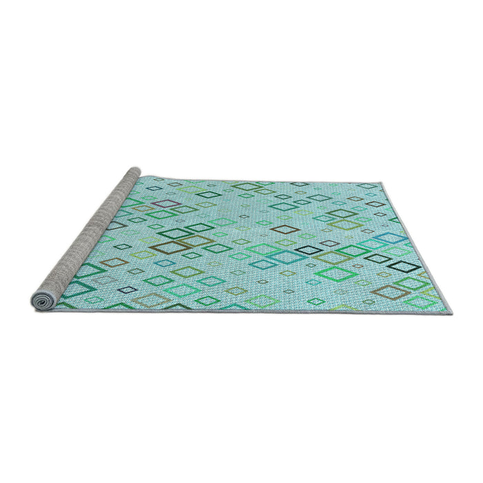 Sideview of Machine Washable Transitional Light Aquamarine Green Rug, wshpat3372lblu