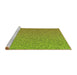 Sideview of Machine Washable Transitional Green Rug, wshpat3376yw